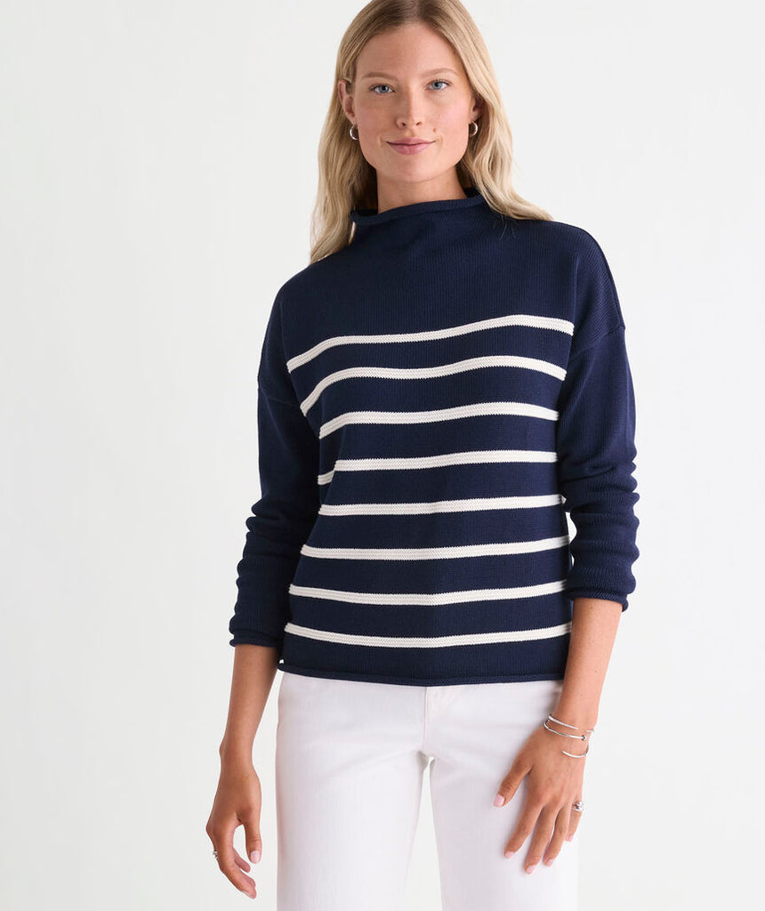 Vineyard Vines Katie Cotton Mockneck Stripe Sweater