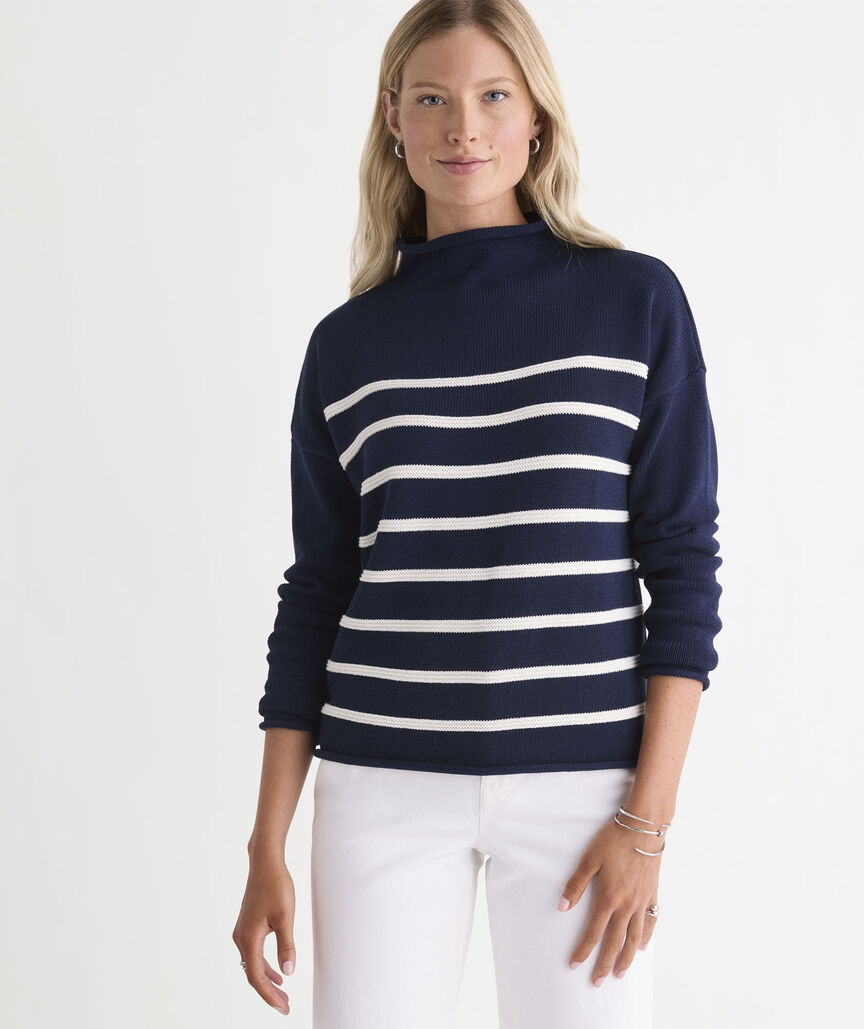 Vineyard Vines Katie Cotton Mockneck Stripe Sweater