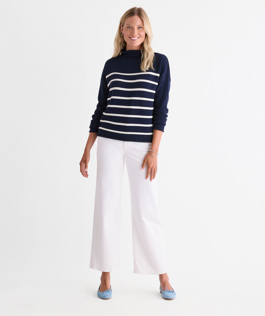 Vineyard Vines Katie Cotton Mockneck Stripe Sweater