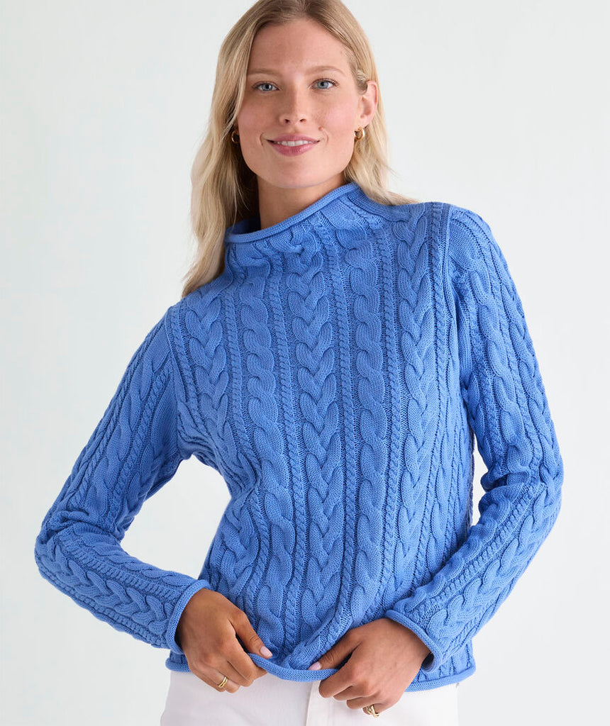 Vineyard Vines Katie Cotton Cable Mockneck Sweater
