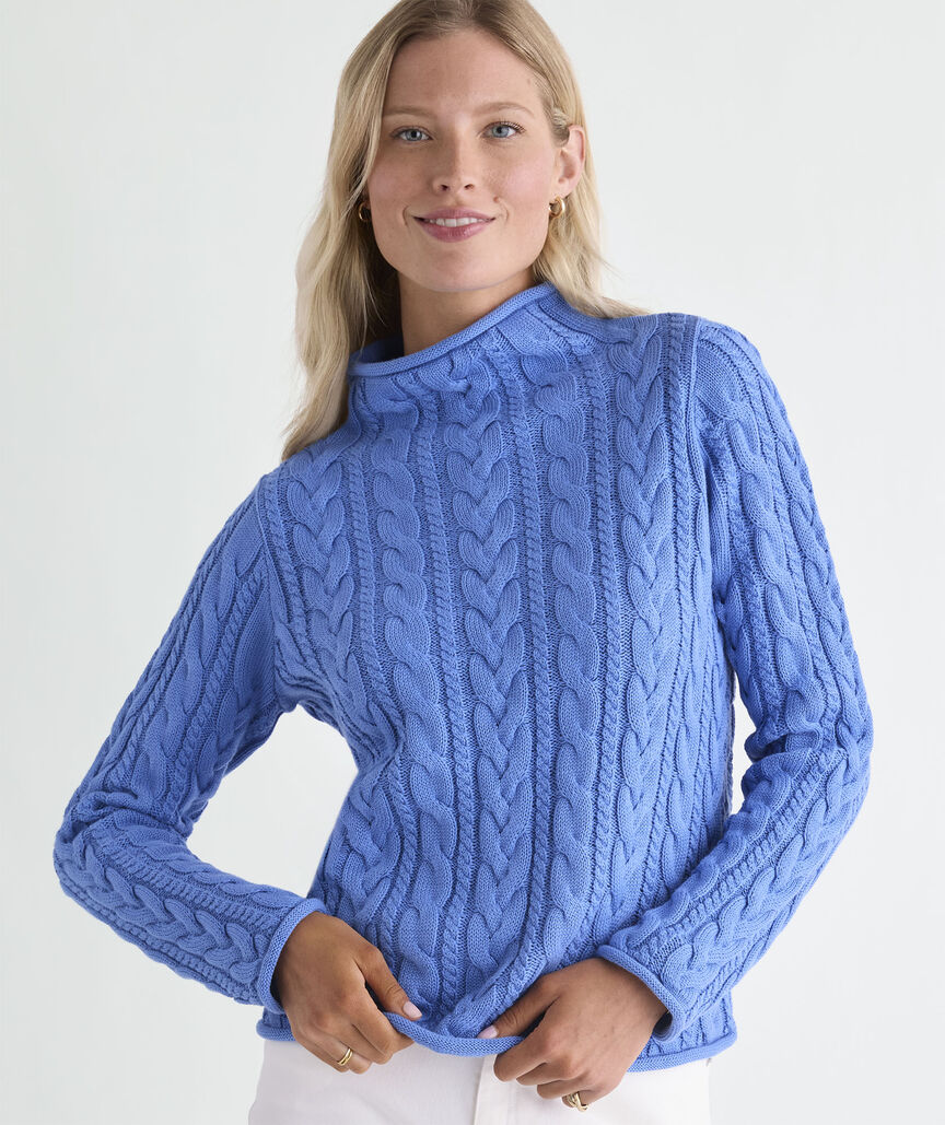 Vineyard Vines Katie Cotton Cable Mockneck Sweater