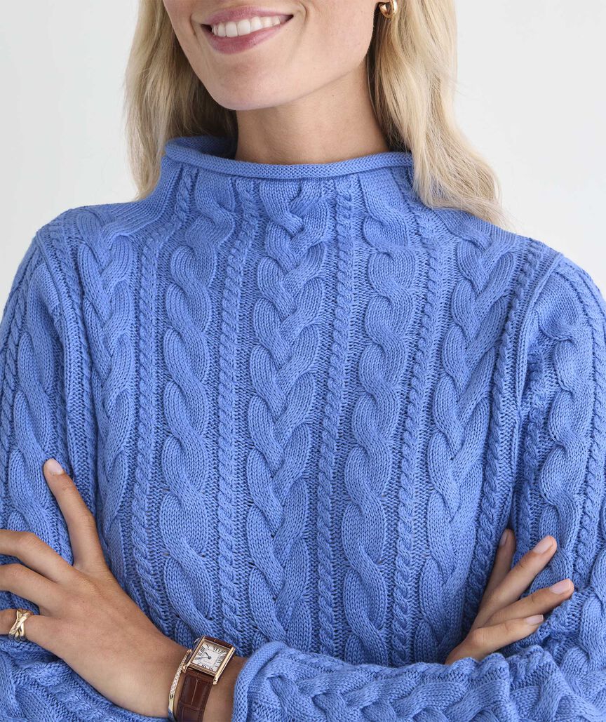 Vineyard Vines Katie Cotton Cable Mockneck Sweater