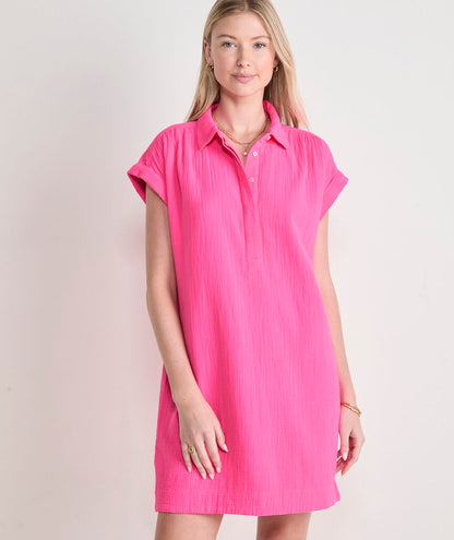 Vineyard Vines Margo Seastitch Double Gauze Shirtdress