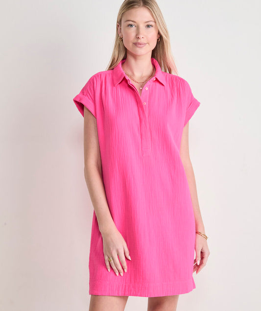 Vineyard Vines Margo Seastitch Double Gauze Shirtdress