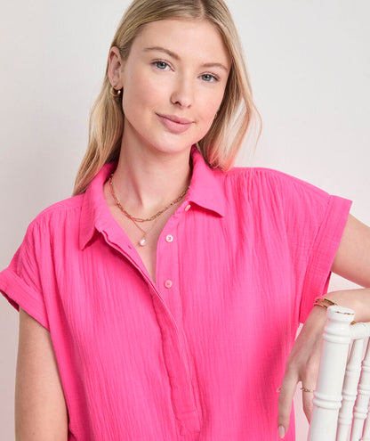 Vineyard Vines Margo Seastitch Double Gauze Shirtdress