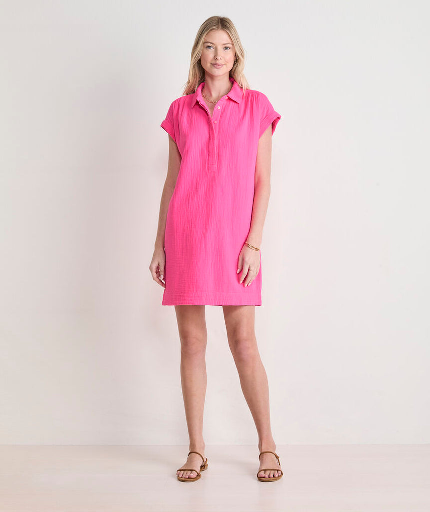 Vineyard Vines Margo Seastitch Double Gauze Shirtdress
