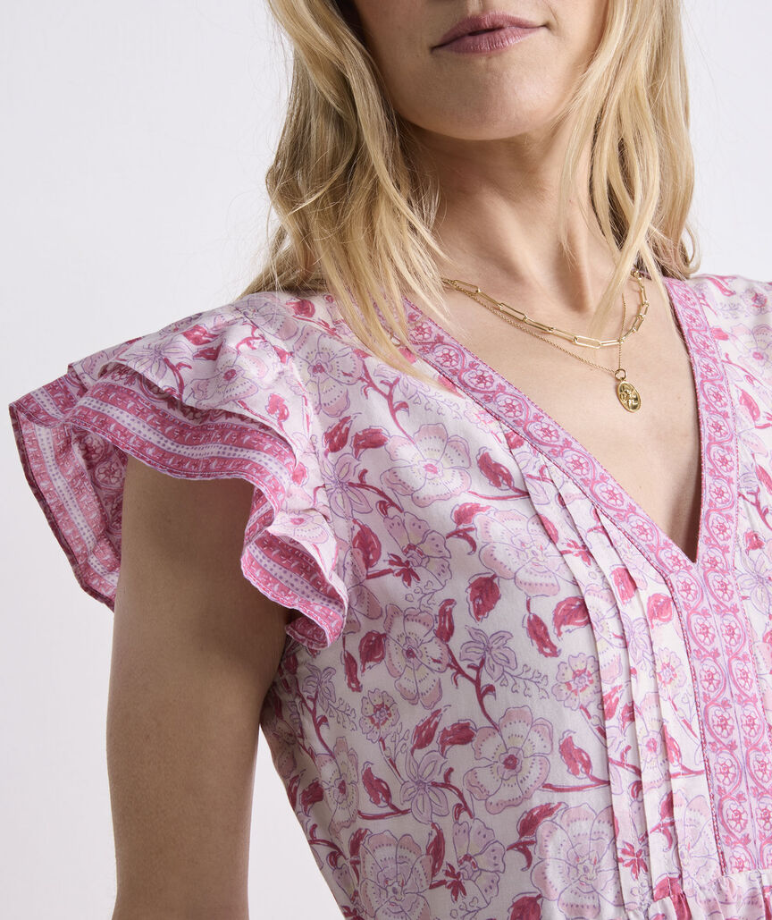 Vineyard Vines Women's Flutter Sleeve Dress - Pink - Size L - Frangipani Marsh Vineyard Vines Women's Flutter Sleeve Dress - Pink - Size L - Frangipani Marsh
