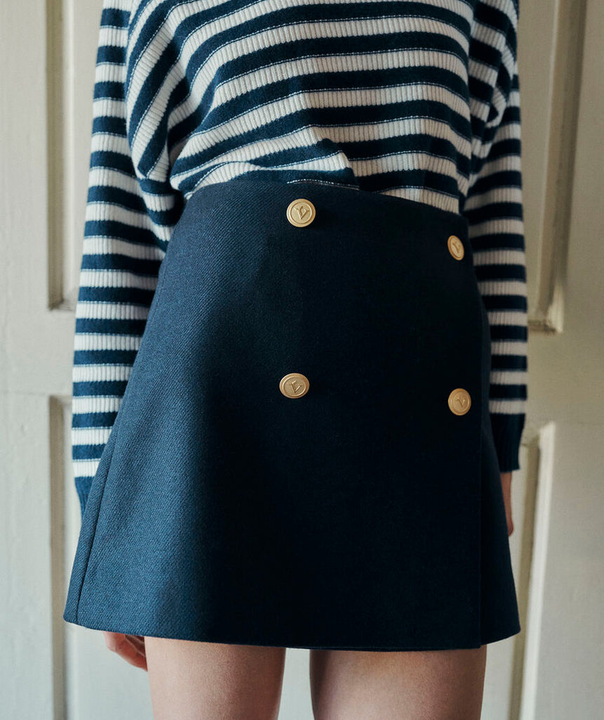 Vineyard Vines Wool Button-Front Mini Skirt