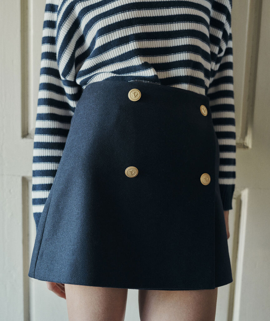 Vineyard Vines Wool Button-Front Mini Skirt