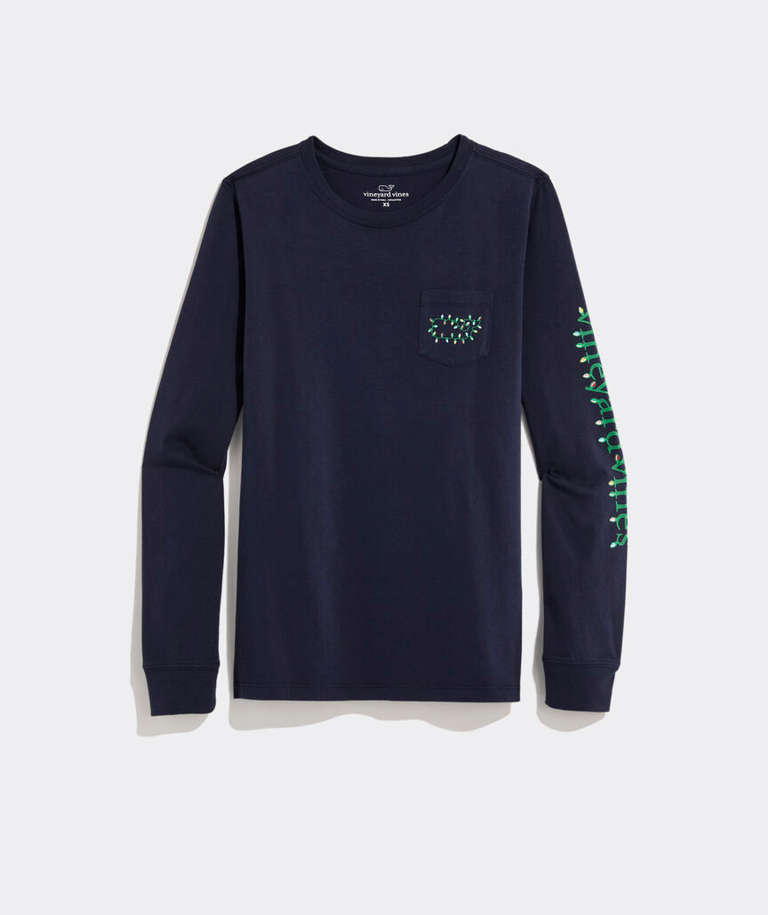 Vineyard Vines Whale Light Outline Long-Sleeve Pocket Tee