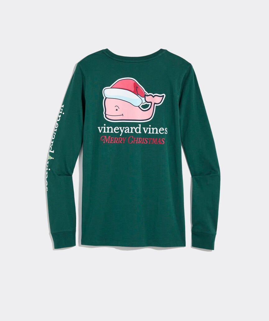 Vineyard Vines Women's Santa Whale Long-Sleeve Pocket Tee
