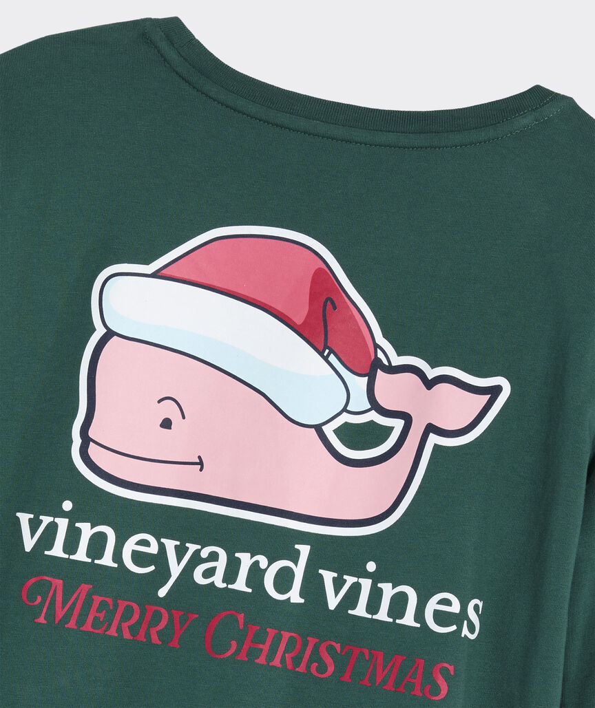 Vineyard Vines Women's Santa Whale Long-Sleeve Pocket Tee