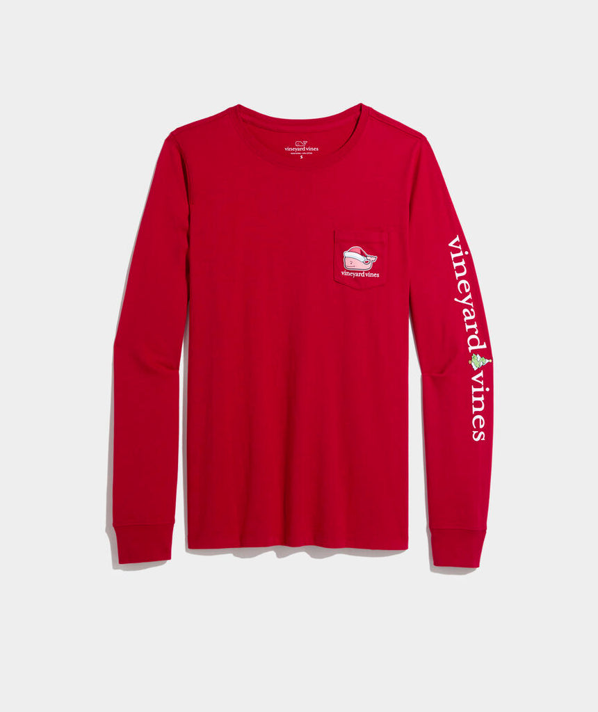 Vineyard Vines Women's Santa Whale Long-Sleeve Pocket Tee
