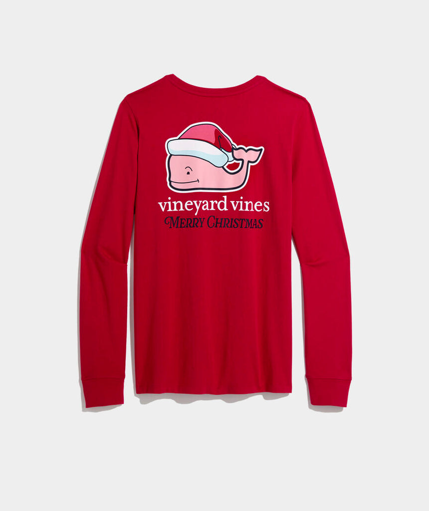 Vineyard Vines Women's Santa Whale Long-Sleeve Pocket Tee