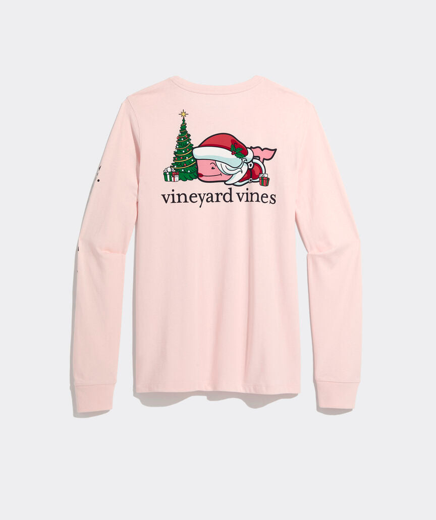 Vineyard Vines Women's Mrs. Claus Christmas Tree Whale Long-Sleeve Pocket Tee