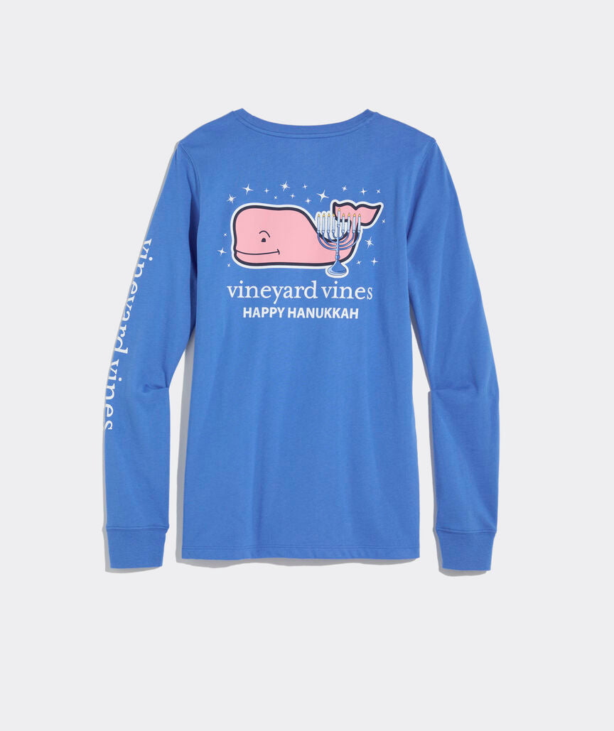 Vineyard Vines Women's Hanukkah Whale Long-Sleeve Pocket Tee