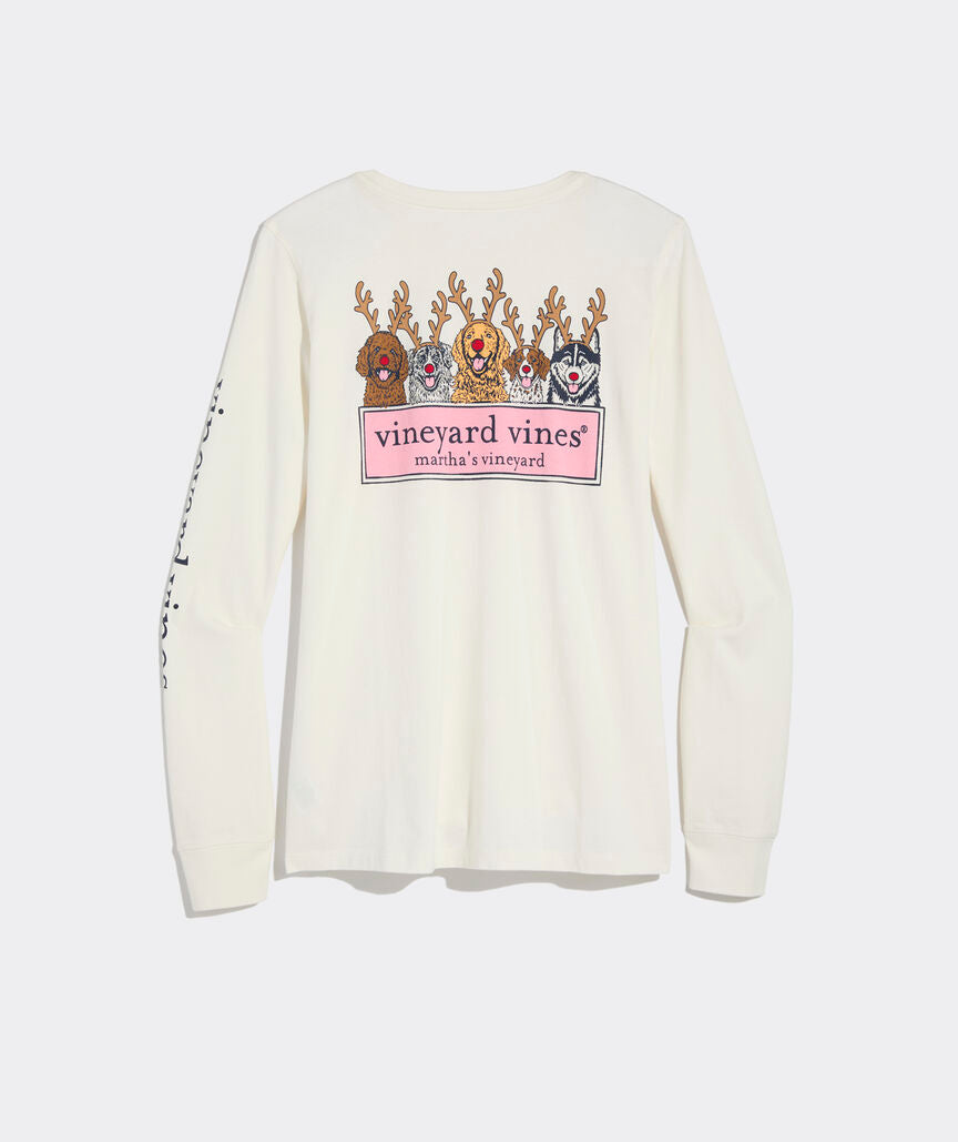 Vineyard Vines Women's Reindeer Pups Logo Box Long-Sleeve Tee