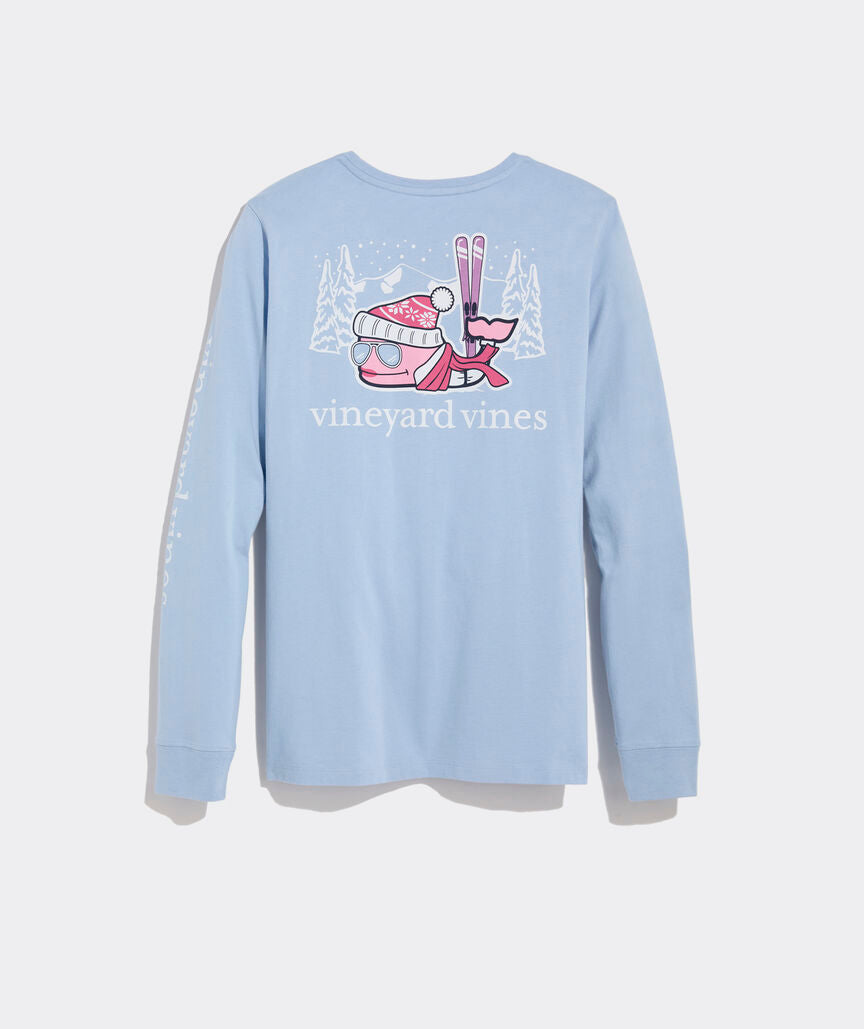 Vineyard Vines Women's Mountain Ski Whale Long-Sleeve Pocket Tee