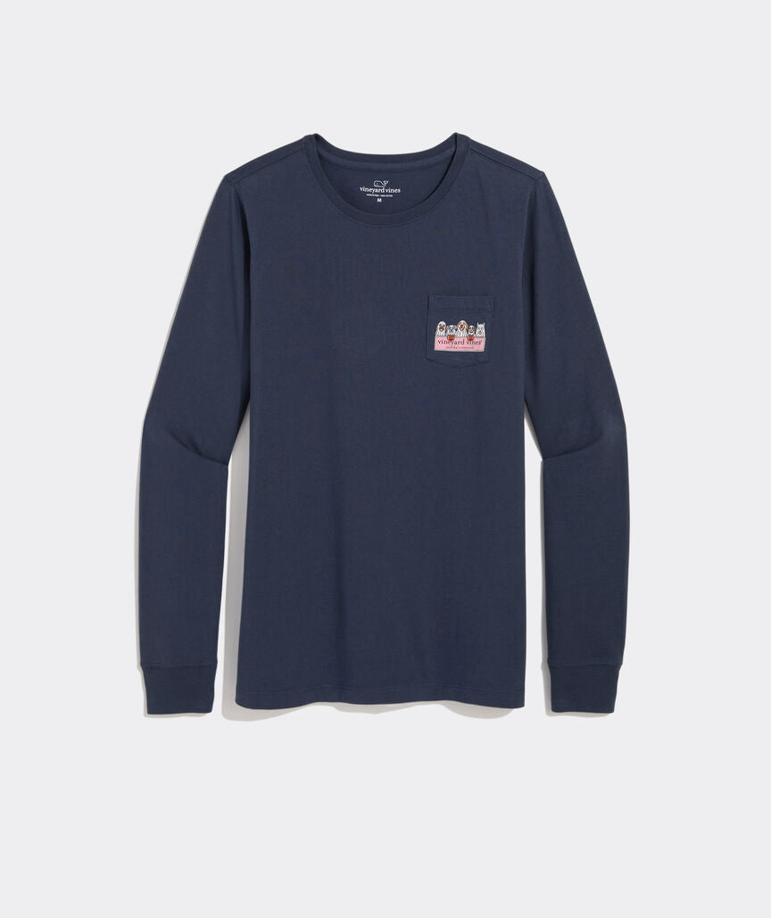 Vineyard Vines Ghost Pups Logo Box Long-Sleeve Pocket Tee