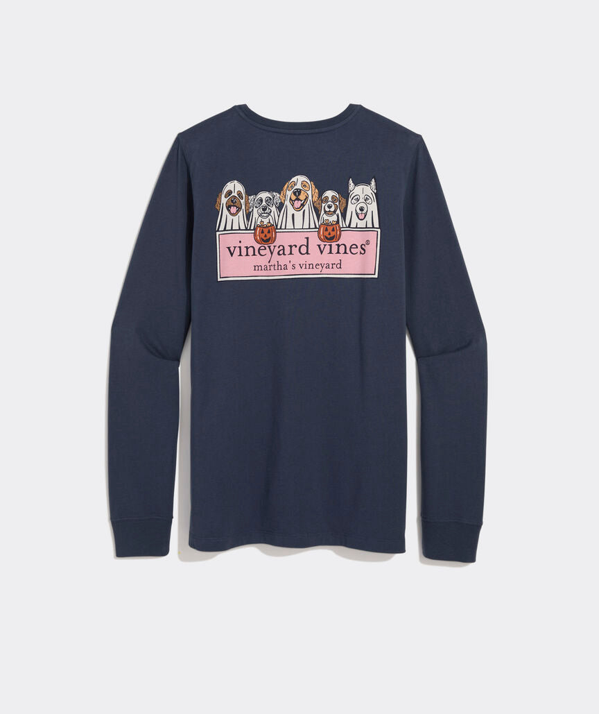 Vineyard Vines Ghost Pups Logo Box Long-Sleeve Pocket Tee