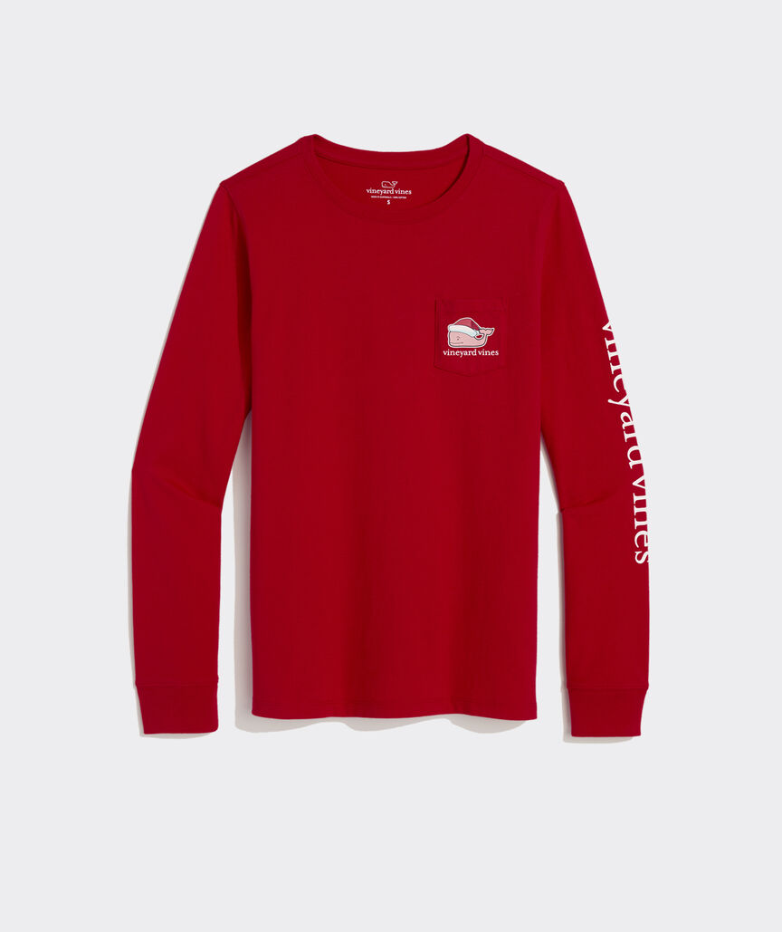 Vineyard Vines Women's Santa Whale Long-Sleeve Pocket Tee