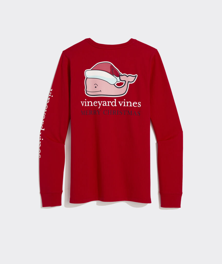 Vineyard Vines Women's Santa Whale Long-Sleeve Pocket Tee