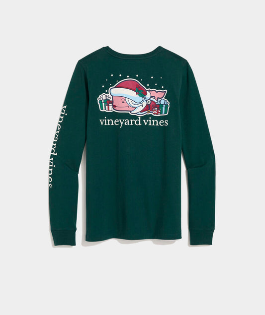 Vineyard Vines Women's Mrs. Claus & Presents Long-Sleeve Pocket Tee