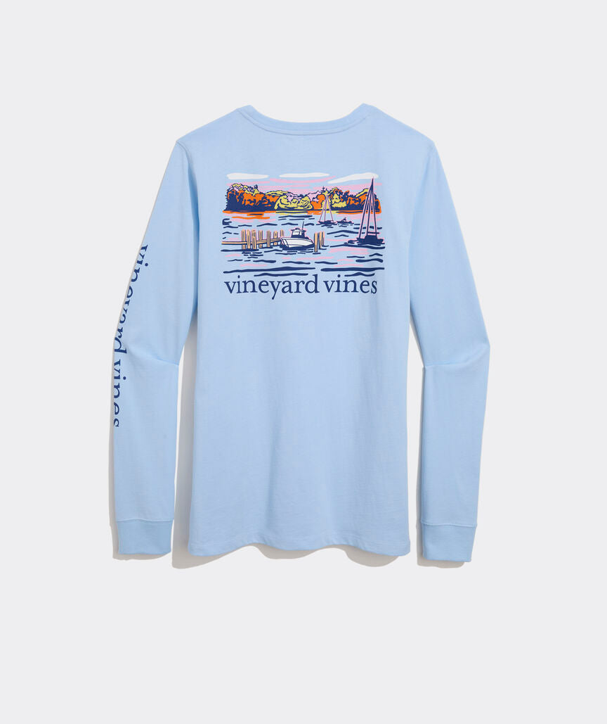 Vineyard Vines Dockside Autumn Wakes Long-Sleeve Pocket Tee