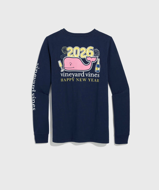 Vineyard Vines Women's 2026 New Year's Eve Whale Long-Sleeve Pocket Tee