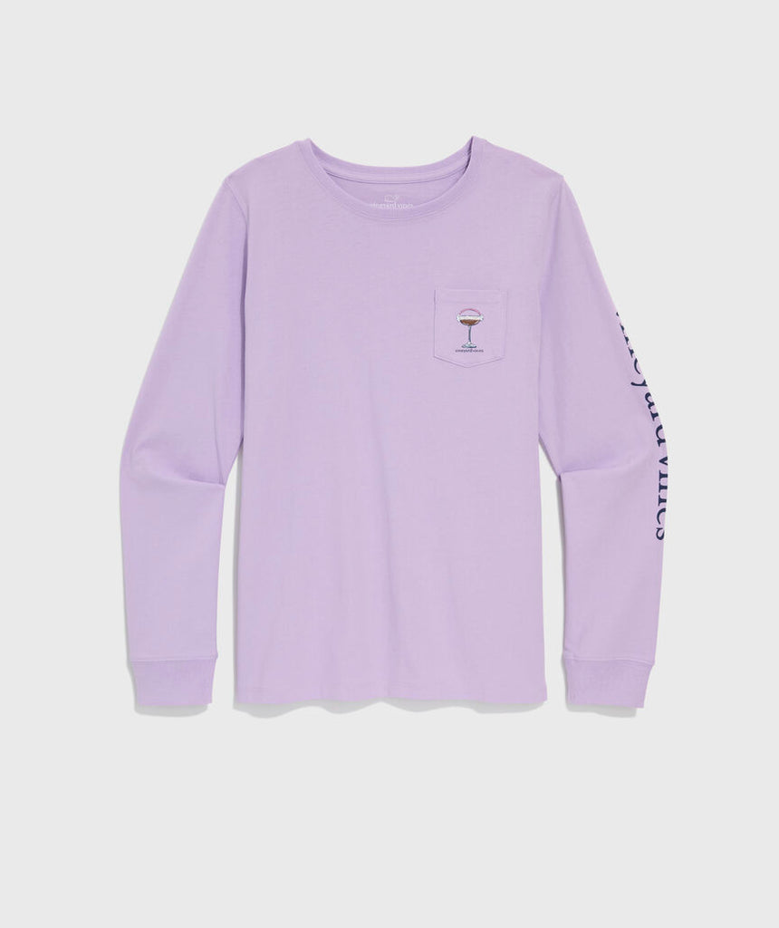 Vineyard Vines Women's Ski Lift Cocktails Long-Sleeve Pocket Tee