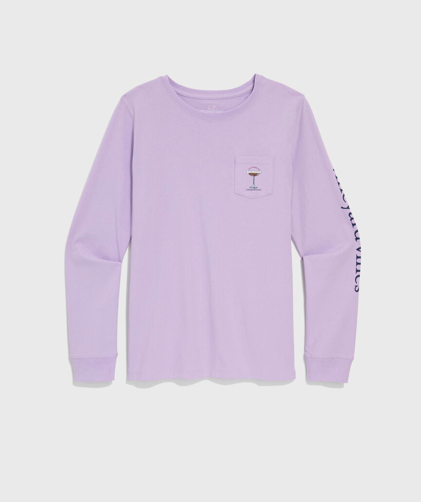Vineyard Vines Women's Ski Lift Cocktails Long-Sleeve Pocket Tee