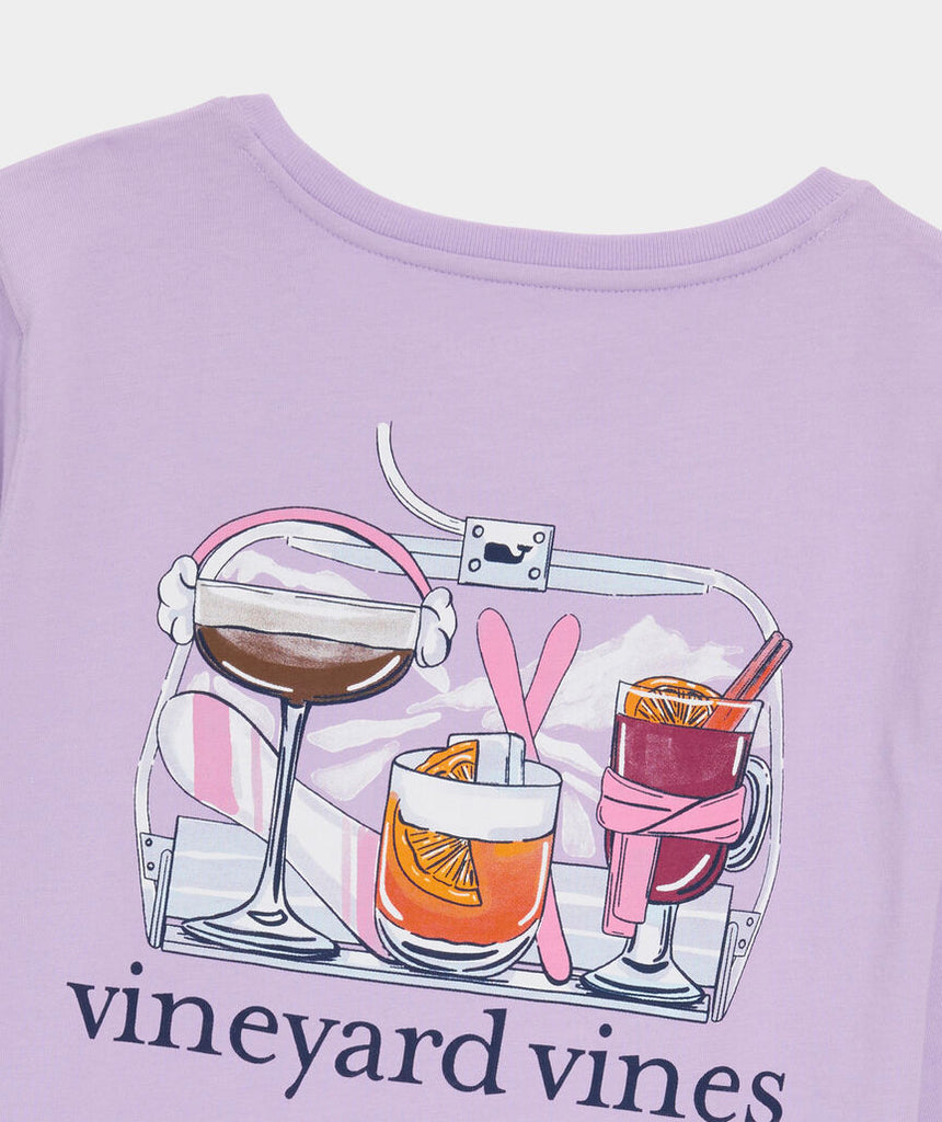 Vineyard Vines Women's Ski Lift Cocktails Long-Sleeve Pocket Tee