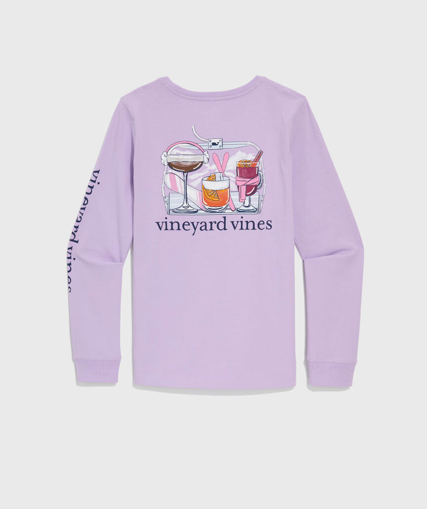 Vineyard Vines Women's Ski Lift Cocktails Long-Sleeve Pocket Tee