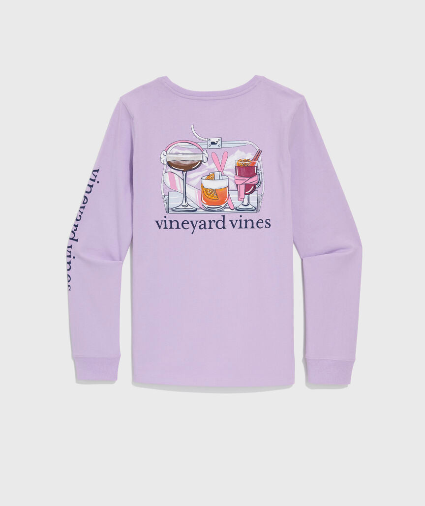 Vineyard Vines Women's Ski Lift Cocktails Long-Sleeve Pocket Tee