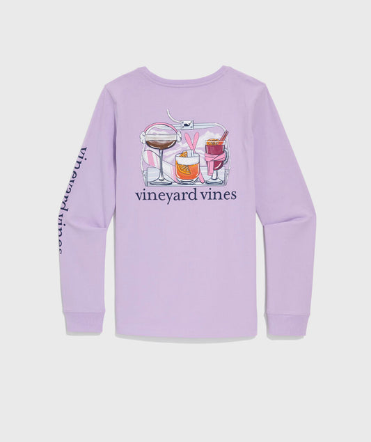 Vineyard Vines Women's Ski Lift Cocktails Long-Sleeve Pocket Tee