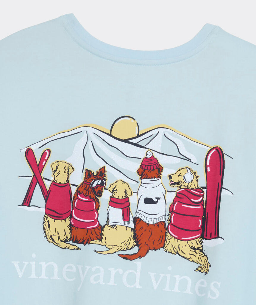 Vineyard Vines Women's Sunset Ski Pups Long-Sleeve Pocket Tee