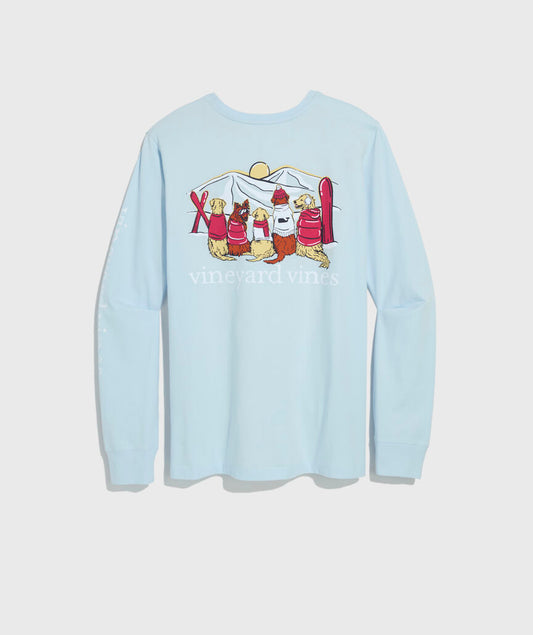 Vineyard Vines Women's Sunset Ski Pups Long-Sleeve Pocket Tee