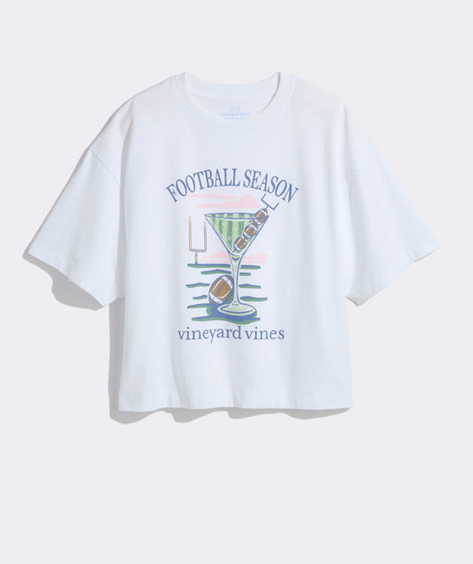 Vineyard Vines Women's Football Season Martini Boxy Tee