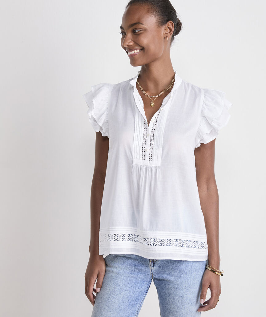 Vineyard Vines Adare Lace Inset Top