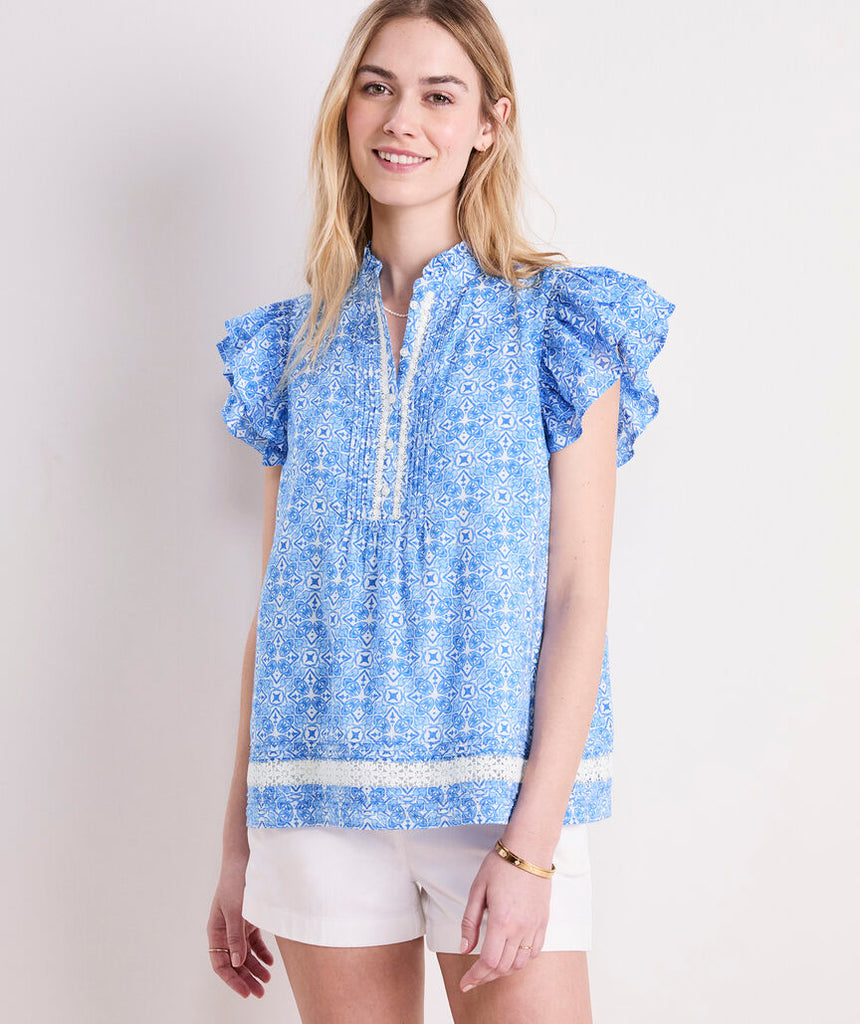 Vineyard Vines Adare Lace Inset Top
