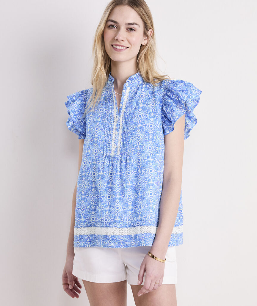 Vineyard Vines Adare Lace Inset Top