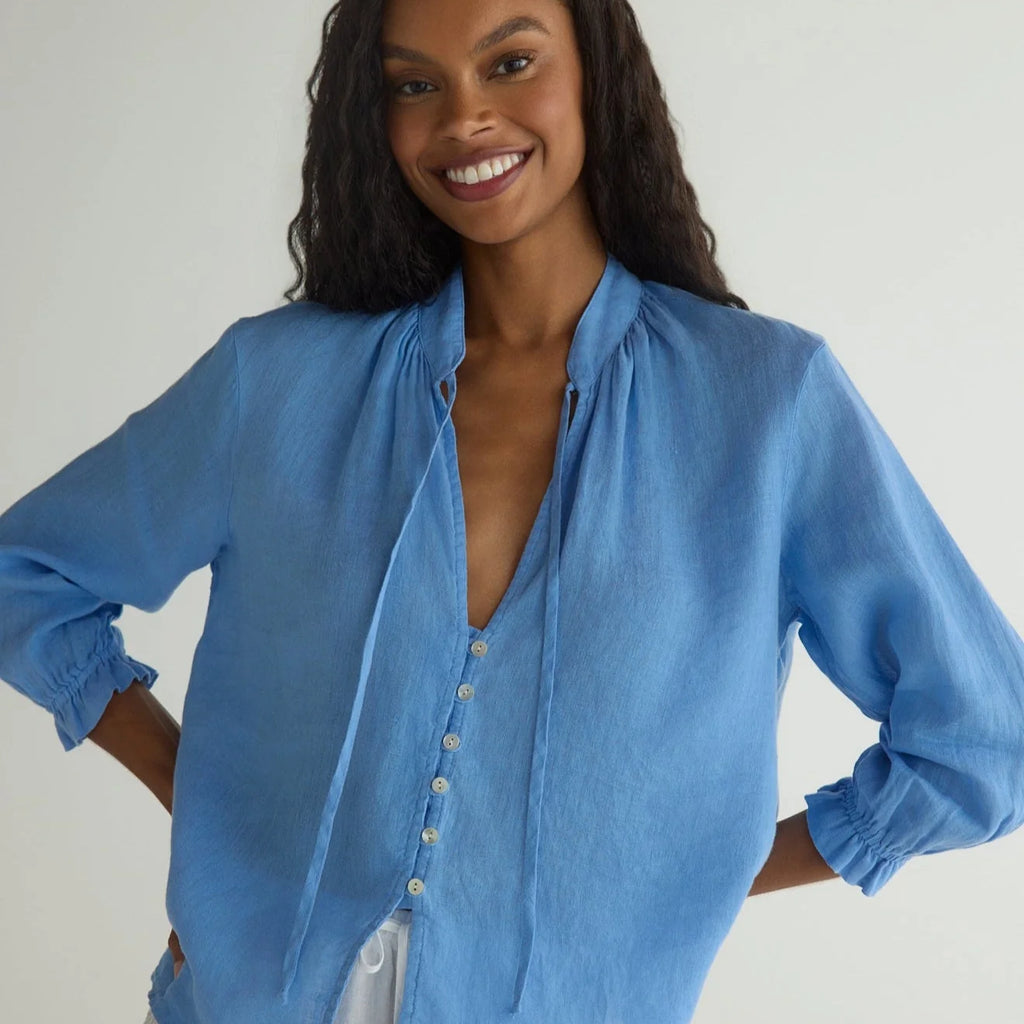 Bella Dahl 3/4 Sleeve Tie Neck Blouse