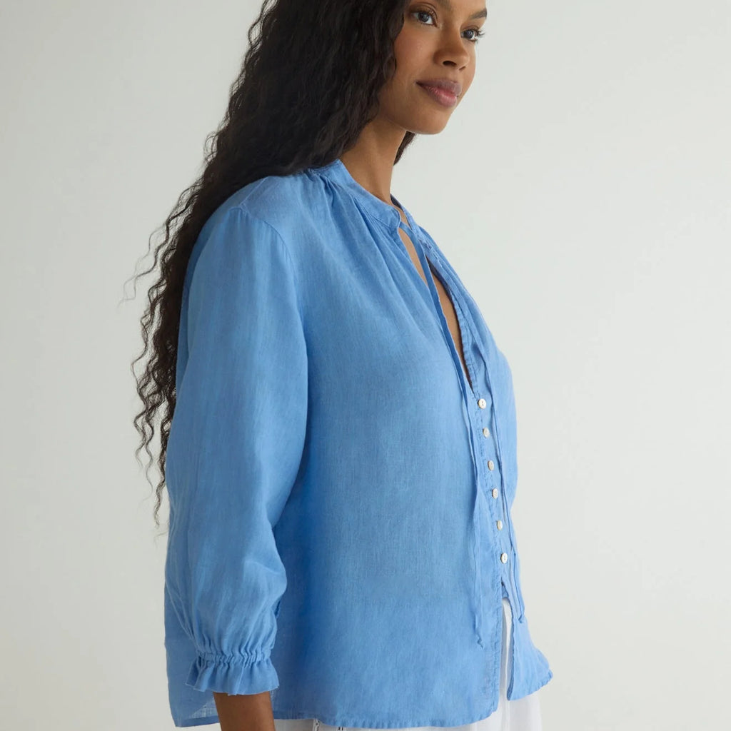 Bella Dahl 3/4 Sleeve Tie Neck Blouse