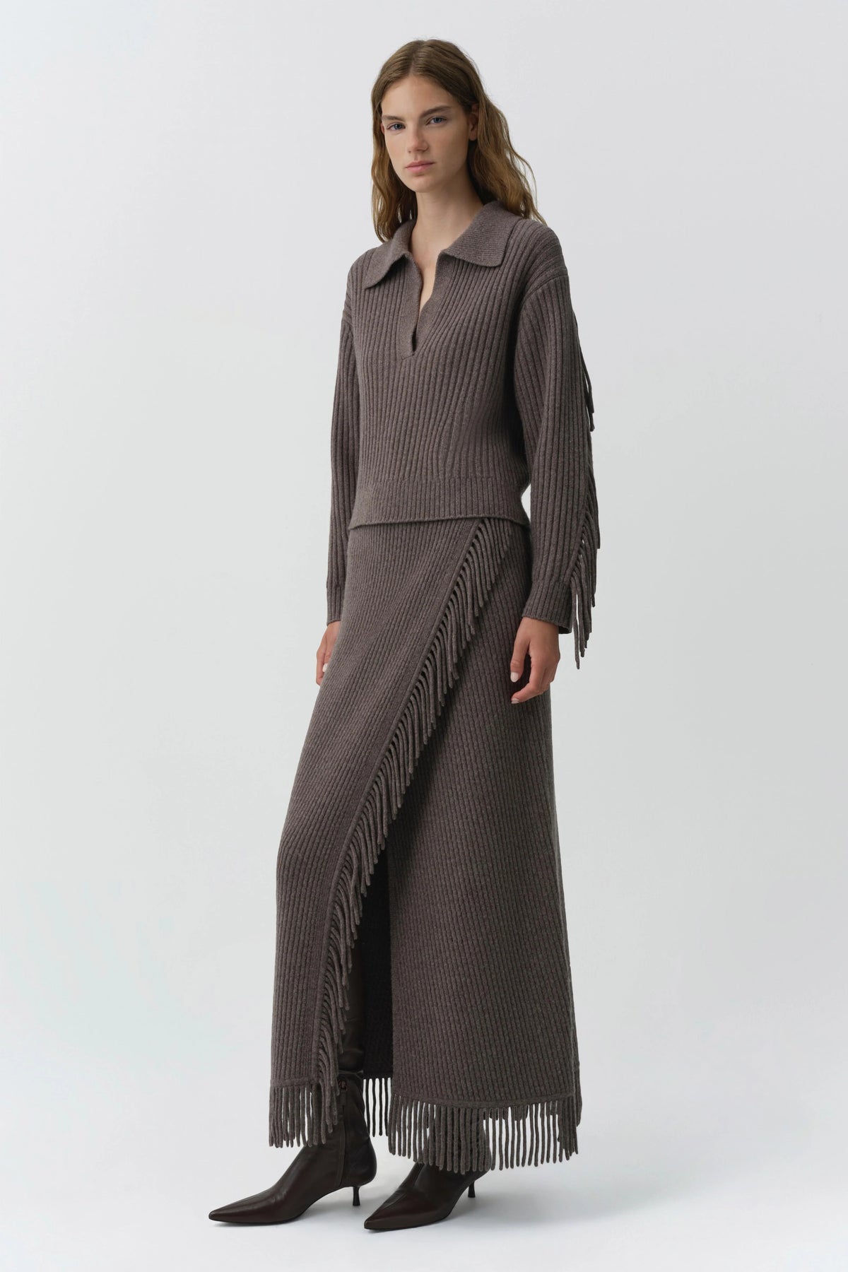 Simkhai Natalia Collared Fringe Sweater