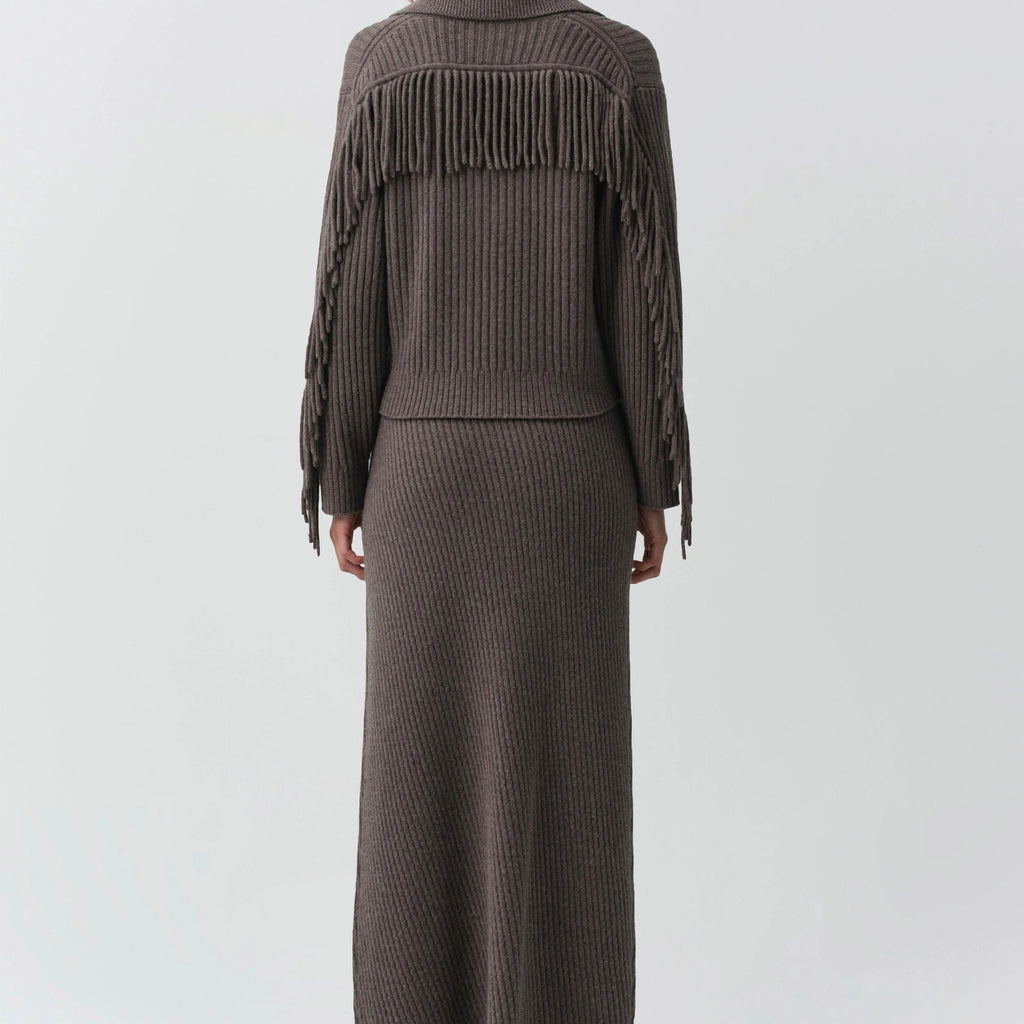 Simkhai Natalia Collared Fringe Sweater