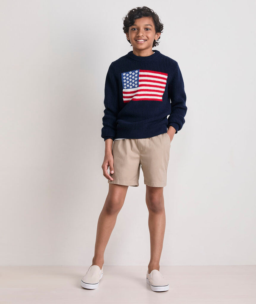 Vineyard Vines Boys' American Flag Crewneck Sweater