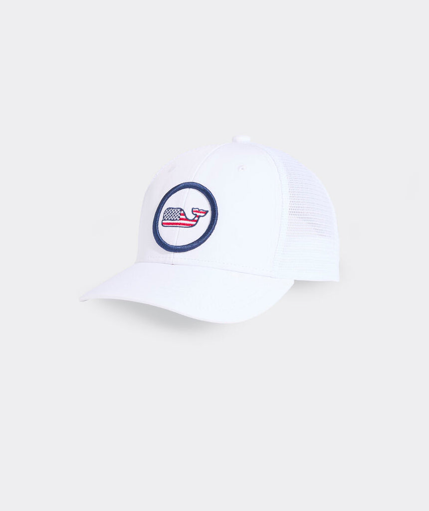 Vineyard Vines Boys' Flag Whale Dot Trucker Hat