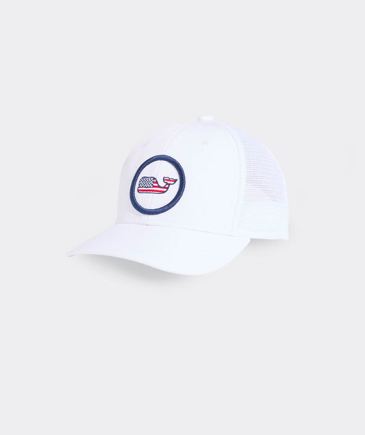 Vineyard Vines Boys' Flag Whale Dot Trucker Hat