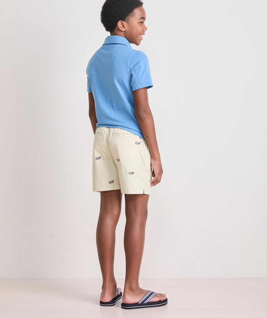 Vineyard Vines Boys' Americana Embroidered Pull-On Chino Shorts