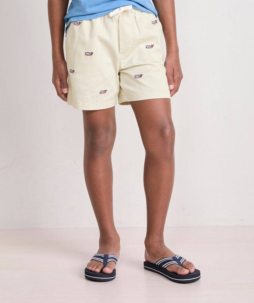Vineyard Vines Boys' Americana Embroidered Pull-On Chino Shorts